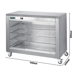 Szafka grzewcza z przesuwanymi szklanymi drzwiami i 4 półkami - 940x690x880 mm
