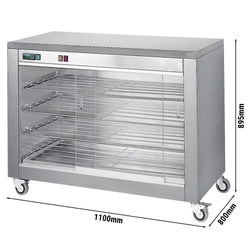 Szafka grzewcza z przesuwanymi szklanymi drzwiami i 4 półkami - 1100x800x895 mm