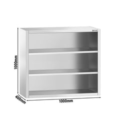 Szafka wisząca ze stali nierdzewnej PREMIUM - 1000x400mm - otwarta - 1000mm wysokości