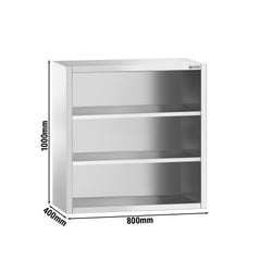 Szafka wisząca ze stali nierdzewnej PREMIUM - 800x400mm - otwarta - 1000mm wysokości