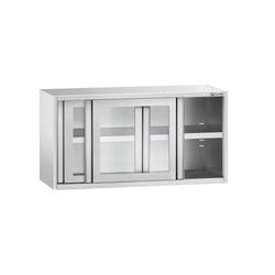 Szafka wisząca naścienna ze stali nierdzewnej - 1000x400 mm - z przesuwanymi szklanymi drzwiami - 650 mm wysokości