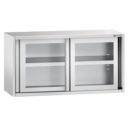 Szafka wisząca naścienna ze stali nierdzewnej - 1000x400 mm - z przesuwanymi szklanymi drzwiami - 650 mm wysokości