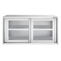 Szafka wisząca naścienna ze stali nierdzewnej - 1000x400 mm - z przesuwanymi szklanymi drzwiami - 650 mm wysokości