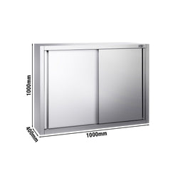Szafka wisząca ze stali nierdzewnej PREMIUM - 1000 x 400 mm - z drzwiami przesuwnymi - wysokość 1000 mm