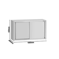 Wall-hung cabinet ECO – stainless steel – 1000 x 400 mm – height: 650 mm – with sliding doors