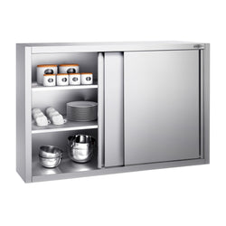 Szafka wisząca ze stali nierdzewnej PREMIUM - 1200x400mm - z drzwiami suwanymi - 1000mm wysokości