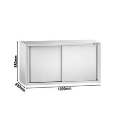 Szafka wisząca ze stali nierdzewnej PREMIUM - 1200x400mm - z drzwiami suwanymi - 650mm wysokości