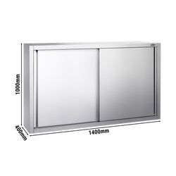 Szafka wisząca ze stali nierdzewnej PREMIUM - 1400x400mm - z drzwiami suwanymi - 1000mm wysokości