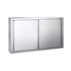 Szafka wisząca naścienna PREMIUM – stal nierdzewna – 1400 x 400 mm – wysokość: 1000 mm – z drzwiami przesuwnymi