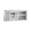 Szafka wisząca naścienna – stal nierdzewna – 1400 x 400 mm – wysokość: 650 mm – z drzwiami szklanymi przesuwnymi