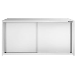Szafka wisząca naścienna ze stali nierdzewnej PREMIUM - 1400x400 mm - z drzwiami przesuwnymi - 650 mm wysokości