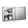 Szafka wisząca naścienna PREMIUM – stal nierdzewna – 1400 x 400 mm – wysokość: 1000 mm – z drzwiami przesuwnymi