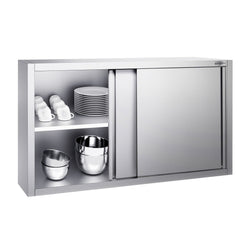 Szafka wisząca ze stali nierdzewnej PREMIUM - 1400x400mm - z drzwiami suwanymi - 1000mm wysokości