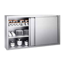 Szafka wisząca ze stali nierdzewnej PREMIUM - 1600x400mm - z drzwiami suwanymi - 1000mm wysokości