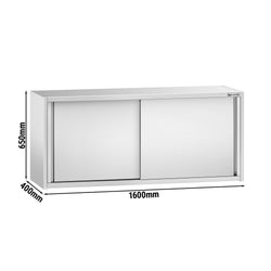 Szafka wisząca naścienna ze stali nierdzewnej PREMIUM - 1600x400 mm - z drzwiami przesuwnymi - 650 mm wysokości