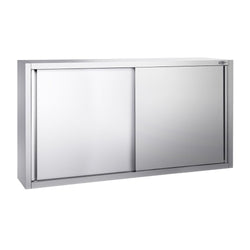 Szafka wisząca ze stali nierdzewnej PREMIUM - 1800 x 400 mm - z drzwiami przesuwnymi - wysokość 1000 mm