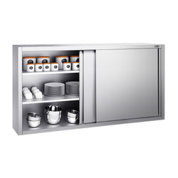 Szafka wisząca ze stali nierdzewnej PREMIUM - 1800x400mm - z drzwiami suwanymi - 1000mm wysokości
