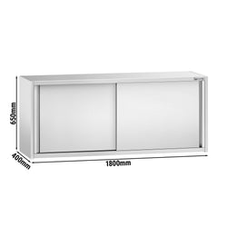 Szafka wisząca ze stali nierdzewnej PREMIUM - 1800x400mm - z drzwiami suwanymi - 650mm wysokości