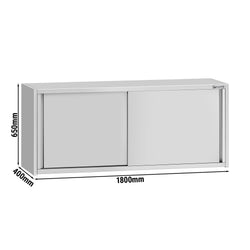 Szafka wisząca ze stali nierdzewnej ECO - 1800x400mm - z drzwiami suwanymi - 650mm wysokości