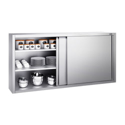 Szafka wisząca ze stali nierdzewnej PREMIUM - 2000x400mm - z drzwiami suwanymi - 1000mm wysokości