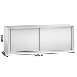 Szafka wisząca naścienna ze stali nierdzewnej PREMIUM - 2000x400 mm - z drzwiami przesuwnymi - 650 mm wysokości