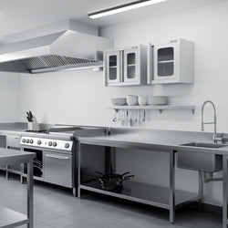 Szafka wisząca ze stali nierdzewnej – 800 x 400 mm – z szklanymi drzwiami skrzydłowymi – wysokość 650 mm