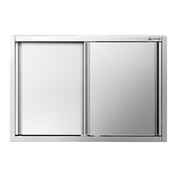 Szafka wisząca naścienna PREMIUM – stal nierdzewna – 1200 x 400 mm – wysokość: 800 mm – z drzwiami przesuwnymi