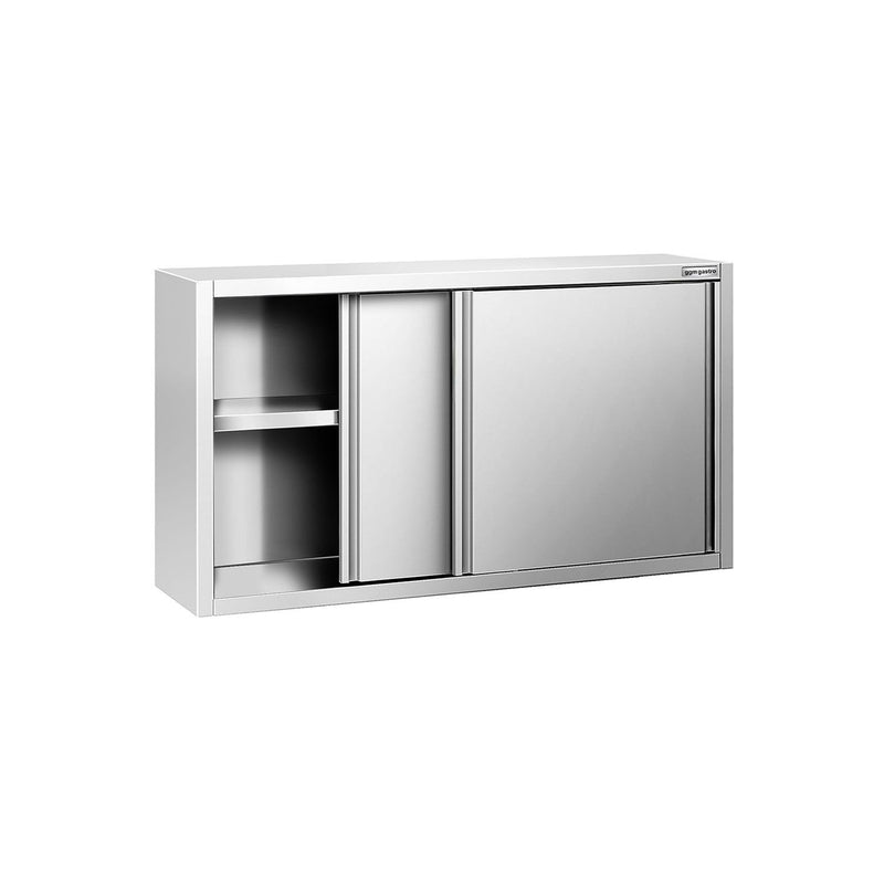 Szafka ścienna ze stali nierdzewnej PREMIUM - 1400x400mm - z drzwiami suwanymi - 800mm wysokości
