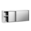 Szafka wisząca naścienna PREMIUM – stal nierdzewna – 2000 x 400 mm – wysokość: 800 mm – z drzwiami przesuwnymi