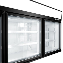 Supermarket - Naścienna witryna mroźnicza – 2100 mm – 346 litrów – z 3 drzwiami i 2 półkami – czarna