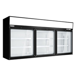 Supermarket - Naścienna witryna mroźnicza – 2100 mm – 346 litrów – z 3 drzwiami i 2 półkami – czarna