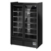 Commercial multideck display freezer - 1260mm - 991L - with 2 double‑glazed hinged glass doors & 5 shelves - Black