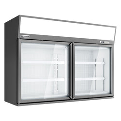 Supermarketowa chłodziarka ścienna - 2 drzwi - wraz z wyspą do mrożonek - szara