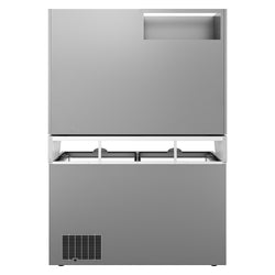 Supermarketowa chłodziarka ścienna - 2 drzwi - wraz z wyspą do mrożonek - szara