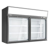 Supermarket - Naścienna witryna mroźnicza – 1450 mm – 232 litry – z 2 drzwiami i 2 półkami – szara