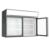 Supermarket - Naścienna witryna mroźnicza – 1450 mm – 232 litry – z 2 drzwiami i 2 półkami – szara
