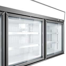Supermarket - Naścienna witryna mroźnicza - 2100 mm - 346 litrów - z 3 drzwiami i 2 półkami - szara