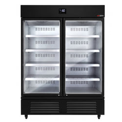 Regał mroźniczy przyścienny – 1384 mm – 1350 L – z 2 potrójnie przeszklonymi drzwiami i 4 półkami