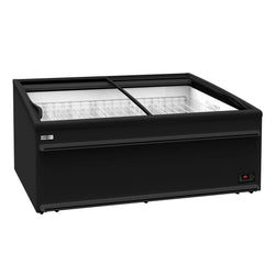 (2 szt.) Regał mroźniczy do montażu naściennego PREMIUM - Czarny - 2100mm - 1014L - z 2 drzwiami przeszklonymi, samodomykającymi drzwiami przesuwnymi & 6 półek - inkl. komora zamrażarki