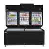 (2 szt.) Regał mroźniczy do montażu naściennego PREMIUM - Czarny - 2100mm - 1014L - z 2 drzwiami przeszklonymi, samodomykającymi drzwiami przesuwnymi & 6 półek - inkl. komora zamrażarki