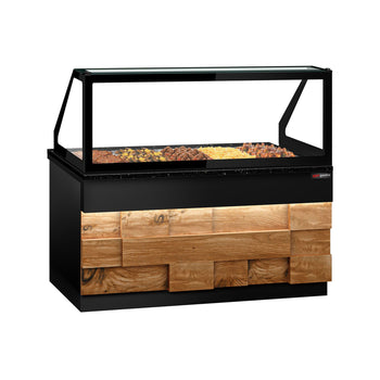 Witryna grzewcza TORONTO - 1800 mm - drewniany panel przedni - do 5x GN 1/1t - blat roboczy kuchenny z czarnego granitu - Prime Gastro