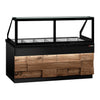 Lada grzewcza TORONTO – 2100 mm – na 6x GN 1/1 – drewniany panel przedni – z czarnym blatem granitowym