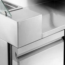 Stół chłodniczy sałatkowy - 1210x700mm - z drzwiami i 2 szufladami - na 9x GN 1/6 - z nadstawką szklaną