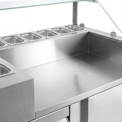 Stół chłodniczy sałatkowy - 1210x700mm - z 1 parą drzwi i 2 szufladami - na 9x GN 1/6 - z nadstawką szklaną