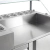 Stół przygotowawczy – 1210 mm – na 9x GN 1/6 – z 1 drzwiami i 2 szufladami – z grillem kontaktowym z gładką płytą górną i dolną oraz maszyną do hamburgerów