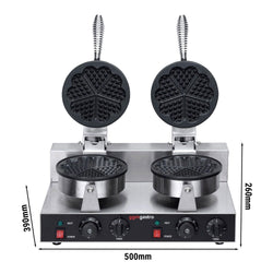 Stół przygotowawczy – 1210 mm – 1 drzwi i 2 szuflady – na 9 pojemników GN 1/6 – w zestawie gofrownica – kształt serca