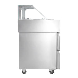 Stół chłodniczy sałatkowy - 1210x700mm - z 4 szufladami - na 9x GN 1/6 - z nadstawką szklaną