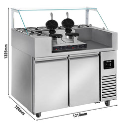 Stół przygotowawczy – 1210 mm – 2 drzwi – na 9 pojemników GN 1/6 – wraz z gofrownicą – w kształcie serca