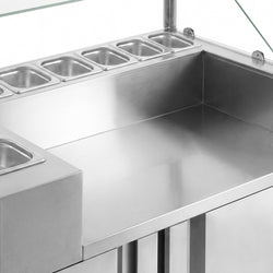 Stół chłodniczy sałatkowy - 1210x700mm - z 1 parą drzwi i 2 szufladami - na 9x GN 1/6 - z nadstawką szklaną