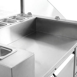 Stół chłodniczy sałatkowy - 1210x700mm - z 4 szufladami - na 9x GN 1/6 - z nadstawką szklaną